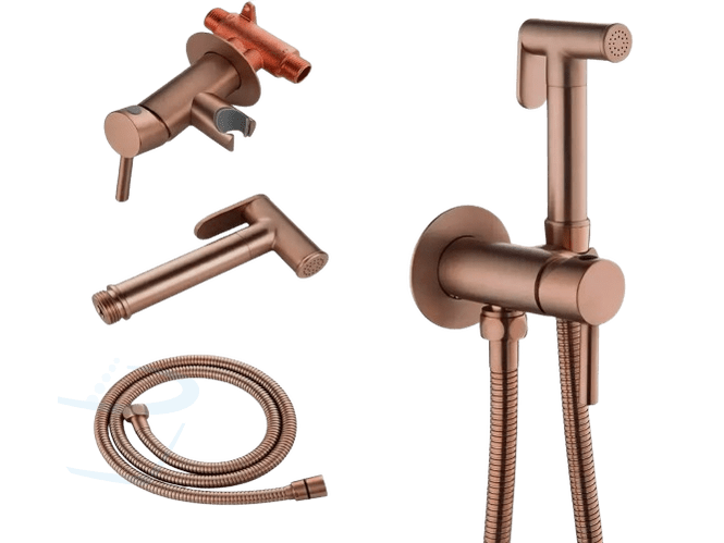 Hotvalve Einbau-WC-Duschgarnitur aus Edelstahl Schwarz (Warmwasser)