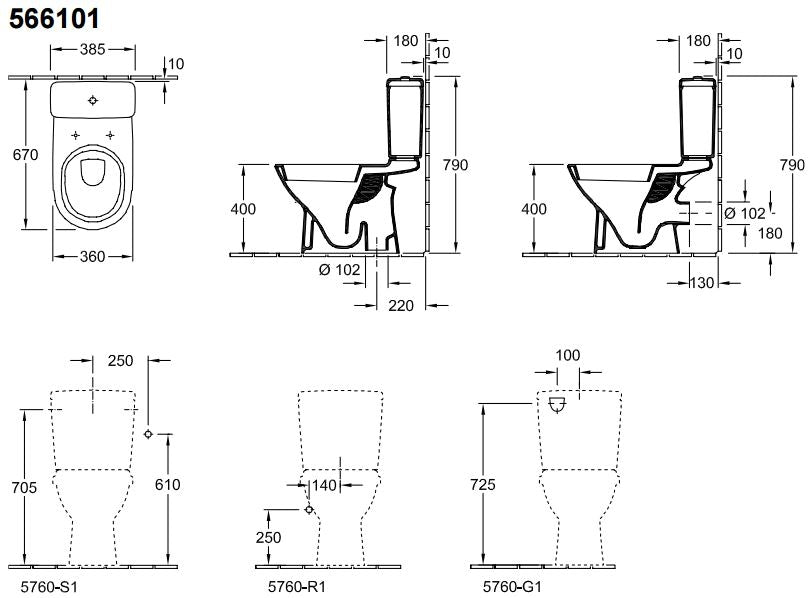 Villeroy en Boch O.novo combipack AO met zitting en reservoir wit