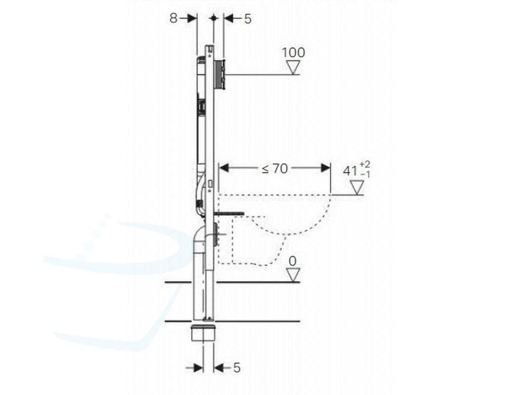 Geberit Duofix wand-WC element Ruimtebesparend technische tekening